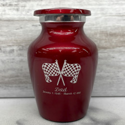 Customer Gallery - Race Checkered Flag Keepsake Urn - Ruby Red