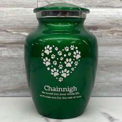 Customer Gallery - Small Pawprint Heart Pet Cremation Urn - Shamrock Green