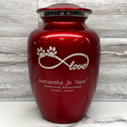 Customer Gallery - Large Infinite Love Pet Cremation Urn - Ruby Red