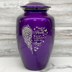 Customer Gallery - Heart Is In Heaven Cremation Urn - Purple Luster