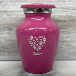 Customer Gallery - Keepsake Pawprint Heart Pet Cremation Urn - Rose Pink