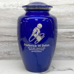 Customer Gallery - Microphone Hand Cremation Urn - Midnight Blue