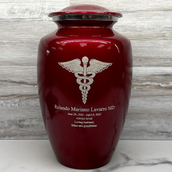 Customer Gallery - Caduceus Cremation Urn - Ruby Red