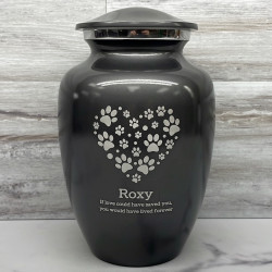 Customer Gallery - Large Pawprint Heart Pet Cremation Urn - Gunmetal Gray