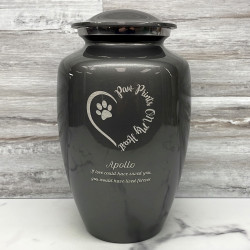 Customer Gallery - Extra Large Paw Prints On My Heart Pet Cremation Urn - Gunmetal Gray