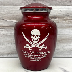 Customer Gallery - Pirate Skull Sharing Urn - Ruby Red