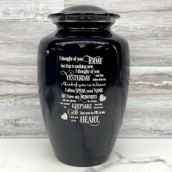 Customer Gallery - I Thought Of You Today Cremation Urn - Jet Black