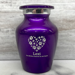 Customer Gallery - Keepsake Pawprint Heart Pet Cremation Urn - Purple Luster