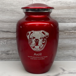 Customer Gallery - Large English Bulldog Dog Cremation Urn - Ruby Red