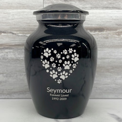Customer Gallery - Small Pawprint Heart Pet Cremation Urn - Jet Black