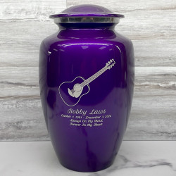 Customer Gallery - Acoustic Guitar Cremation Urn - Purple Luster