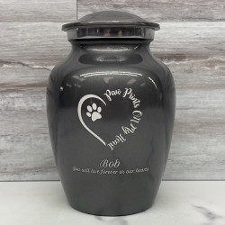 Customer Gallery - Small Paw Prints On My Heart Pet Cremation Urn - Gunmetal Gray