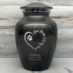 Customer Gallery - Small Paw Prints On My Heart Pet Cremation Urn - Gunmetal Gray