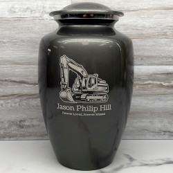 Customer Gallery - Excavator Cremation Urn - Gunmetal Gray