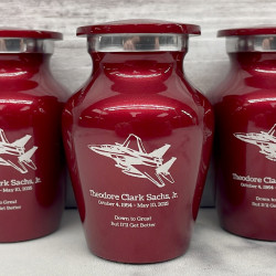 Customer Gallery - Fighter Jet Plane Keepsake Urn - Ruby Red