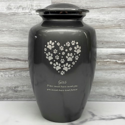 Customer Gallery - Extra Large Paw Print Heart Pet Cremation Urn - Gunmetal Gray