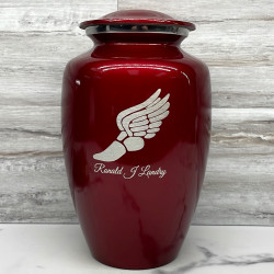 Customer Gallery - Winged Foot Running Cremation Urn - Ruby Red