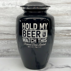 Customer Gallery - Hold My Beer Watch This Cremation Urn - Jet Black