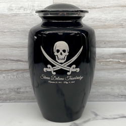 Customer Gallery - Pirate Skull Cremation Urn - Jet Black