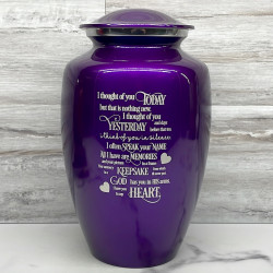 Customer Gallery - I Thought Of You Today Cremation Urn - Purple Luster