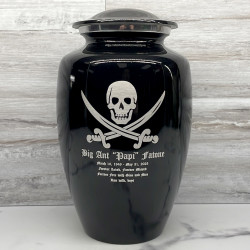 Customer Gallery - Pirate Skull Cremation Urn - Jet Black