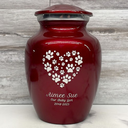 Customer Gallery - Small Pawprint Heart Pet Cremation Urn - Ruby Red
