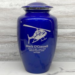 Customer Gallery - Helicopter Cremation Urn - Midnight Blue