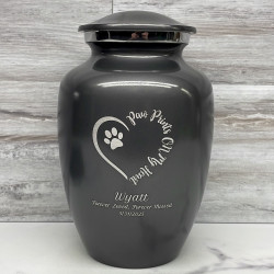 Customer Gallery - Large Paw Prints On My Heart Pet Cremation Urn - Gunmetal Gray