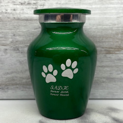 Customer Gallery - Keepsake Pawprints Pet Cremation Urn - Shamrock Green