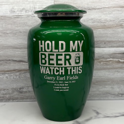 Customer Gallery - Hold My Beer Watch This Cremation Urn - Shamrock Green
