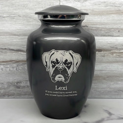 Customer Gallery - Large Boxer Dog Cremation Urn - Gunmetal Gray