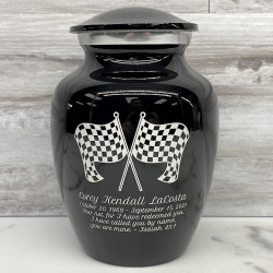 Customer Gallery - Race Checkered Flag Sharing Urn - Jet Black