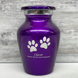 Customer Gallery - Keepsake Pawprints Pet Cremation Urn - Purple Luster