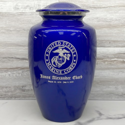 Customer Gallery - Marine Corps Cremation Urn - Midnight Blue