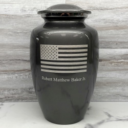 Customer Gallery - American Flag Cremation Urn - Gunmetal Gray