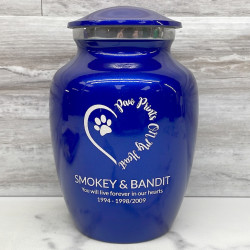 Customer Gallery - Small Paw Prints On My Heart Pet Cremation Urn - Midnight Blue