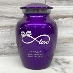 Customer Gallery - Small Infinite Love Pet Cremation Urn - Purple Luster