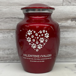 Customer Gallery - Small Pawprint Heart Pet Cremation Urn - Ruby Red