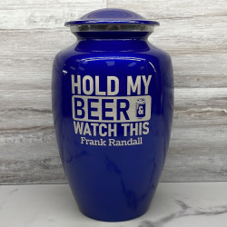 Customer Gallery - Hold My Beer Watch This Cremation Urn - Midnight Blue