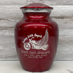 Customer Gallery - Riding with Angels Motorcycle Sharing Urn - Ruby Red