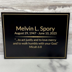 Customer Gallery - DIY Cremation Urn Plate - Black - 5.75" w x 4.25" h