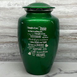 Customer Gallery - I Thought Of You Today Cremation Urn - Shamrock Green