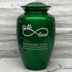 Customer Gallery - Extra Large Infinite Love Pet Cremation Urn - Shamrock Green