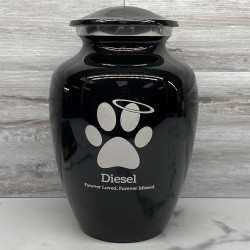 Customer Gallery - Large Angel Paw Pet Cremation Urn - Jet Black