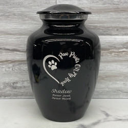 Customer Gallery - Large Paw Prints On My Heart Pet Cremation Urn - Jet Black