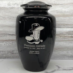 Customer Gallery - Cowboy Boots Cremation Urn - Jet Black
