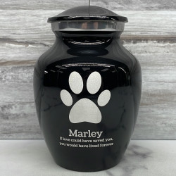 Customer Gallery - Small Pawprint Pet Cremation Urn - Jet Black
