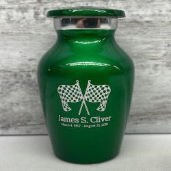 Customer Gallery - Race Checkered Flag Keepsake Urn - Shamrock Green