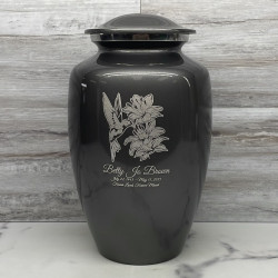 Customer Gallery - Hummingbird Flowers Cremation Urn - Gunmetal Gray