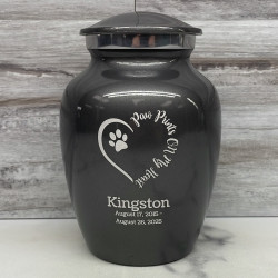Customer Gallery - Small Paw Prints On My Heart Pet Cremation Urn - Gunmetal Gray